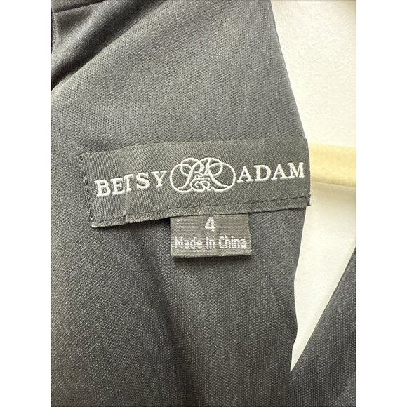 Betsy & Adam Size 4 Black Ruffle Asymmetric Halter Formal Prom Dress Gown $340 - Picture 11 of 12